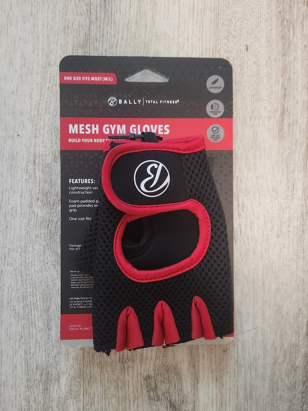 Bally Black and Red Mesh Gym Gloves Unisex